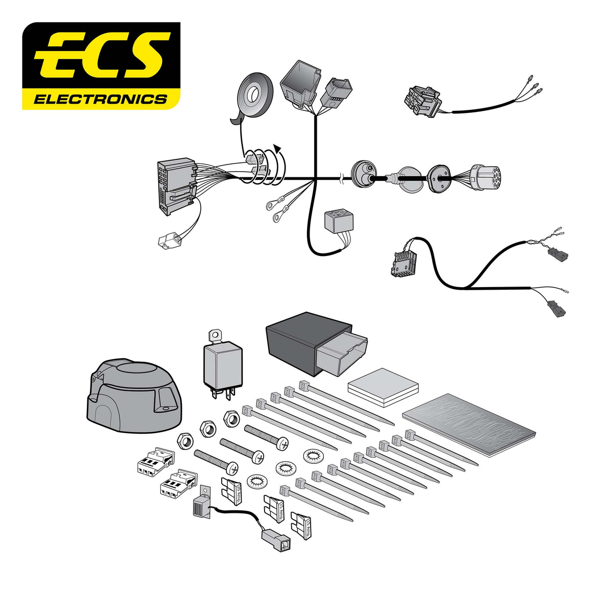 ECS 13-pin Towbar Wiring Kit – Audi / Porsche (multi-fit) 2024+ [AU08113MU]