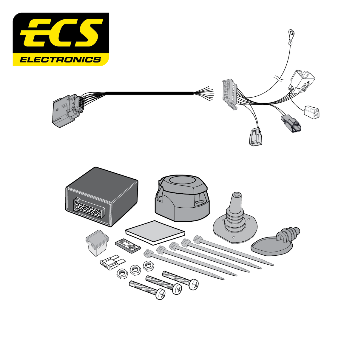ECS 13-pin Towbar Wiring Kit – Ford / VW (multi-fit) 2016+ [FR07713MU]