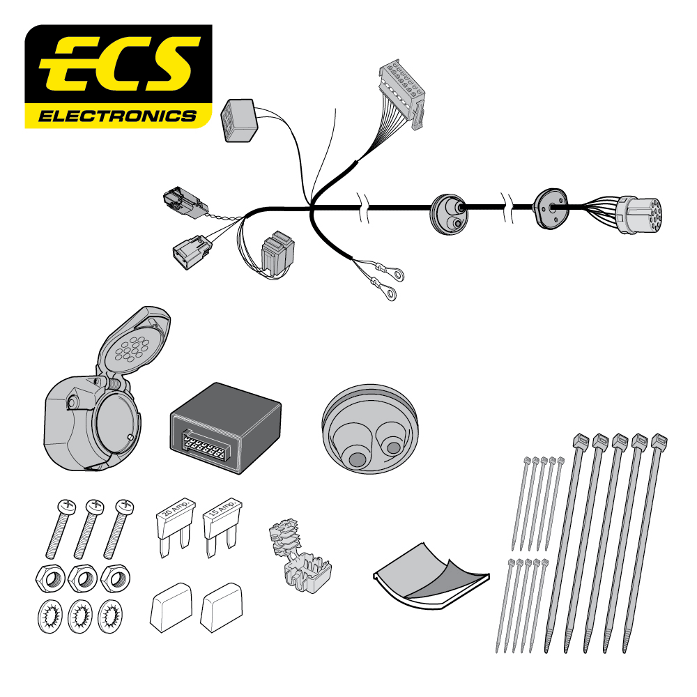 ECS 13-pin Towbar Wiring Kit – Ford Ecosport / Fiesta / Ka+ +2 more 2017+ [FR10713U]