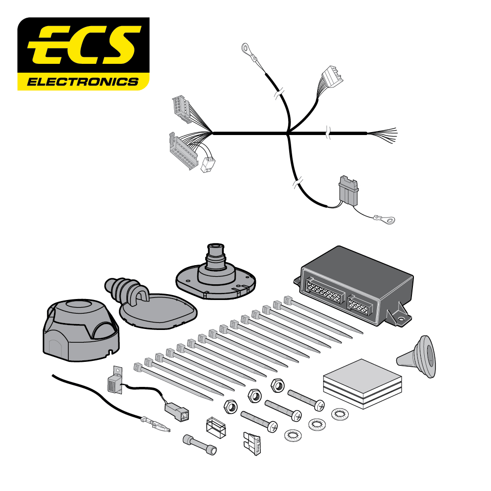 ECS 7-pin Towbar Wiring Kit – Kia Niro Hybrid / Stinger 2016+ [KI09907U]