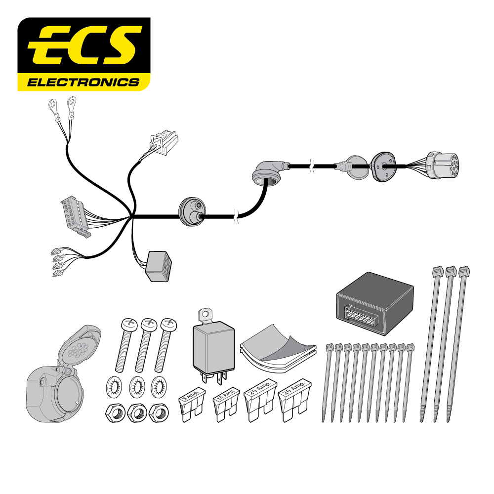 ECS 13-pin Towbar Wiring Kit – Mercedes-Benz CLS / E Class / GLE +1 more 2016+ [MB08313U]