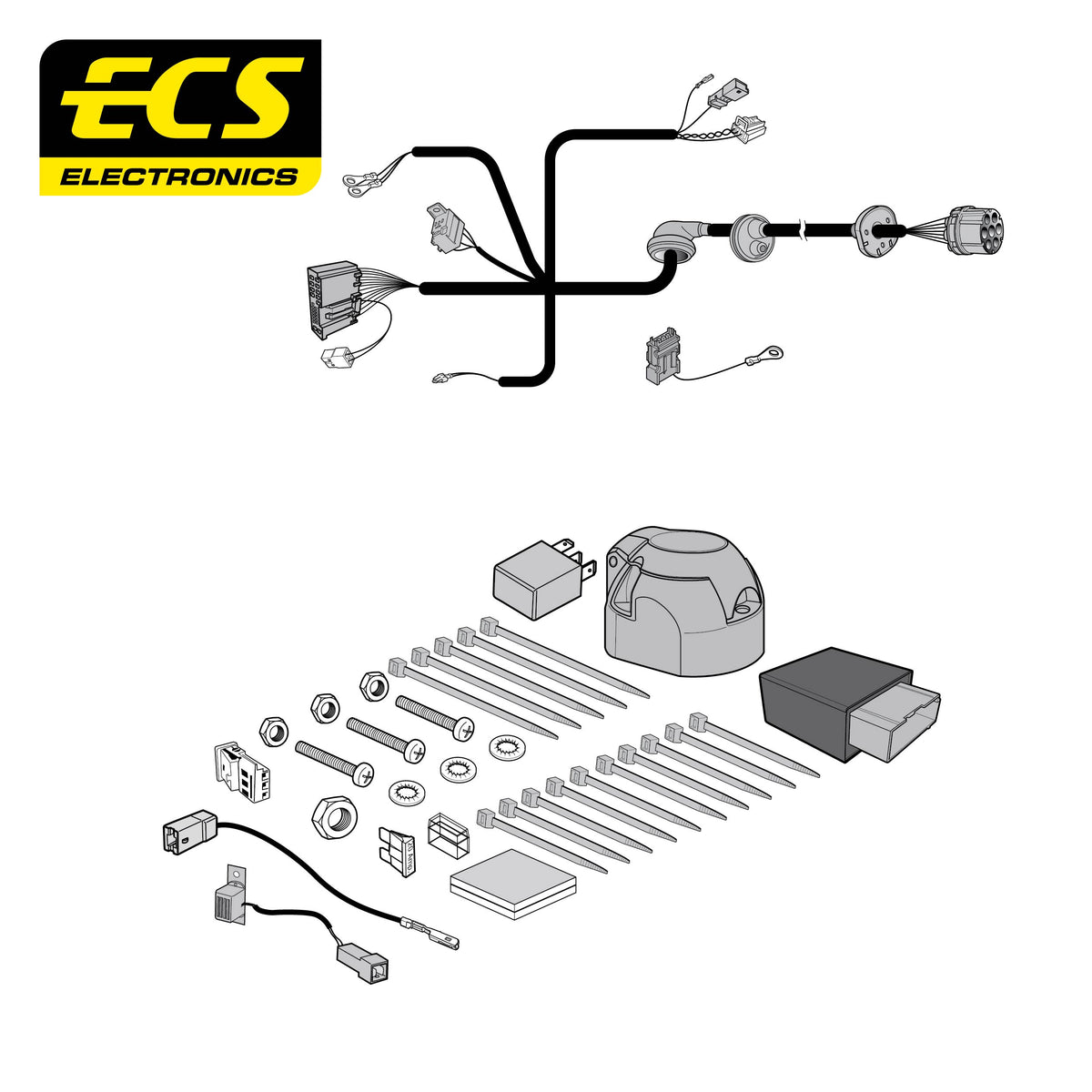 ECS 7-pin Towbar Wiring Kit – Mercedes-Benz C Class / CLE / E Class +1 more 2021+ [MB10807U]