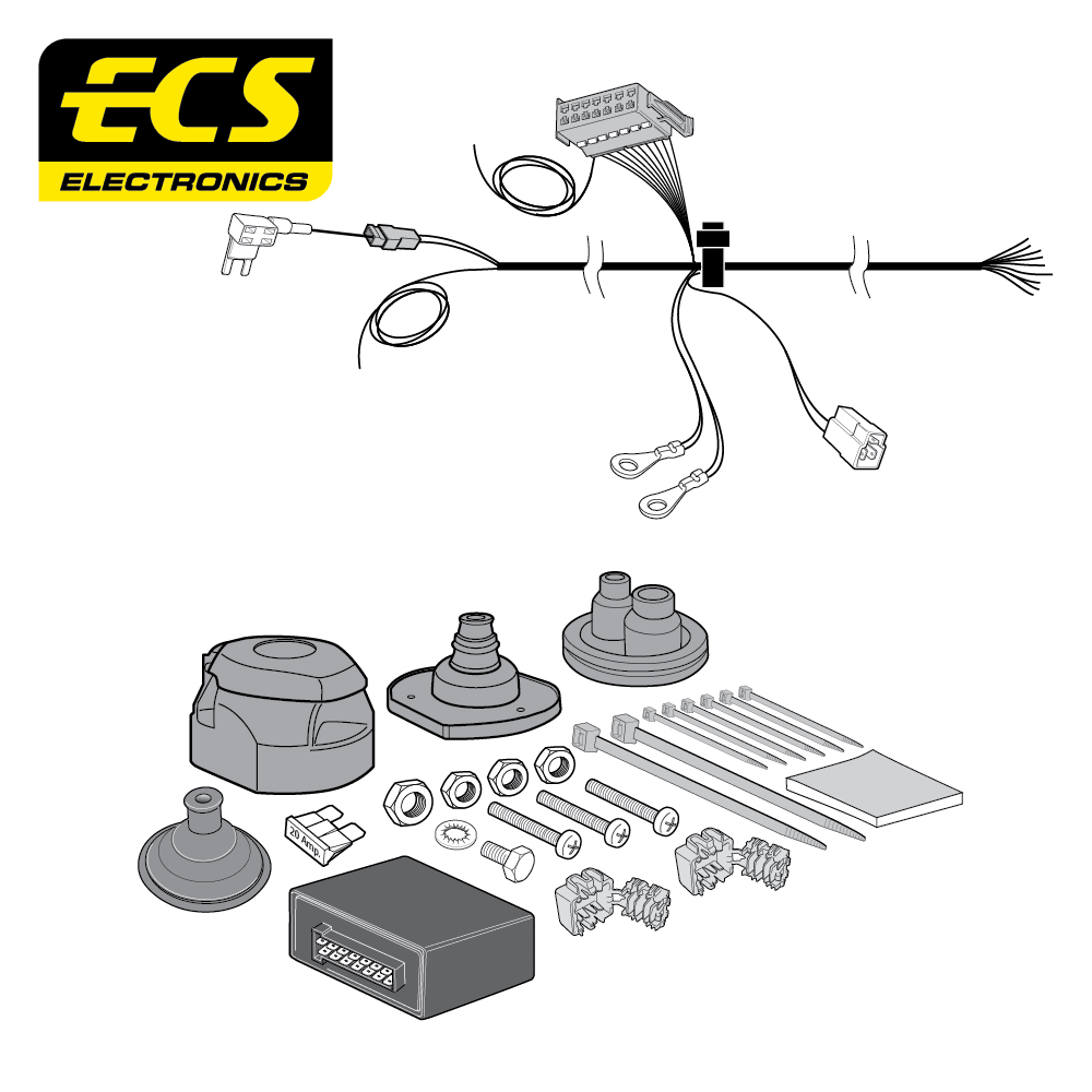 ECS 13-pin Towbar Wiring Kit – Chevrolet / Saab / Vauxhall (multi-fit) 2008+ [OP052D1U]