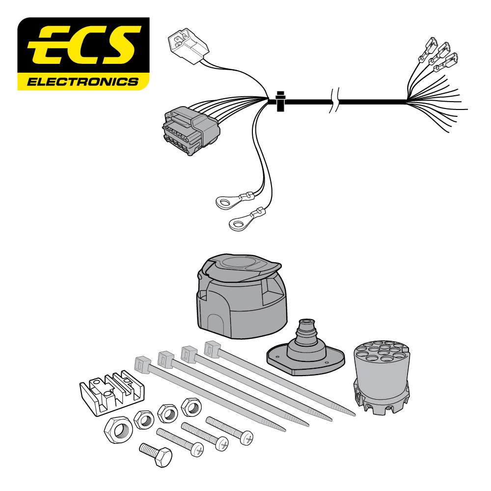 ECS 13-pin Towbar Wiring Kit – Nissan / Renault / Vauxhall (multi-fit) 2010–2024 [OP056DLU]