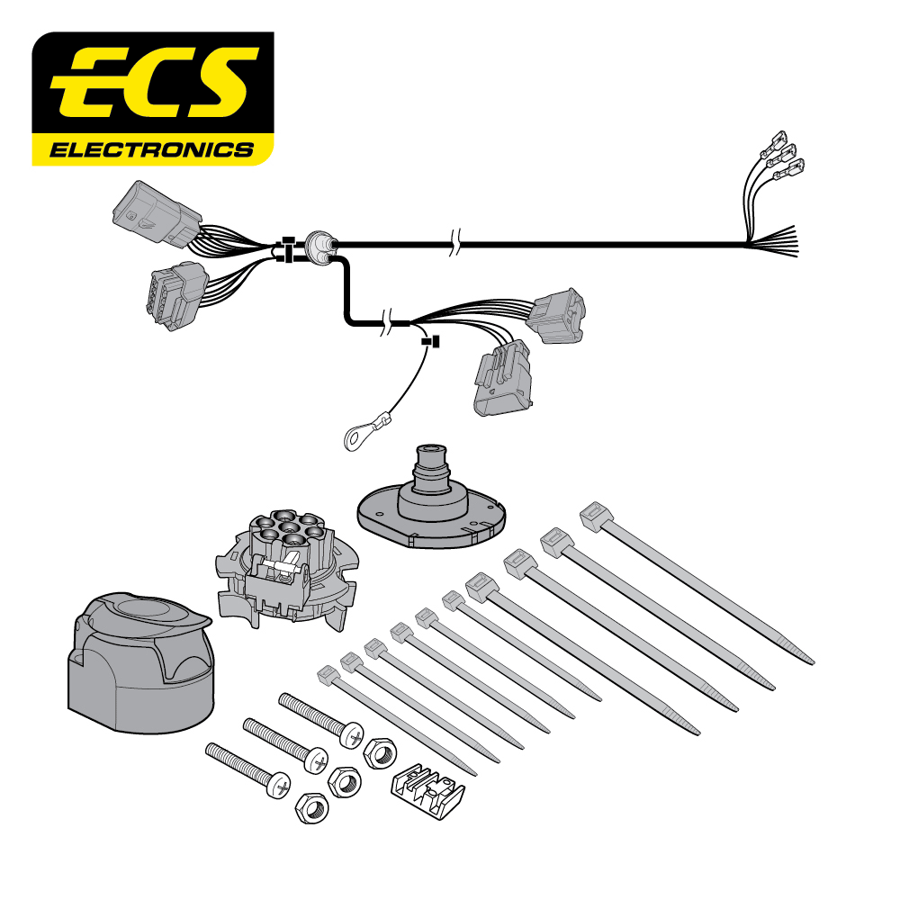 ECS 7-pin Towbar Wiring Kit – Nissan / Renault / Vauxhall (multi-fit) 2006–2016 [OP057BLU]