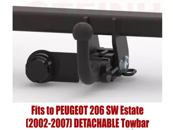 STEINHOF Tow Bar fits PEUGEOT 206 SW Estate 2002-2007 – Detachable swan neck [P-018]