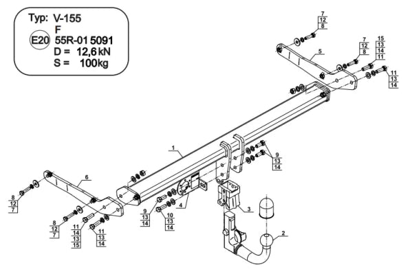STEINHOF Tow Bar fits VOLKSWAGEN Tiguan II 2016-2024 – Detachable swan neck [V-155]