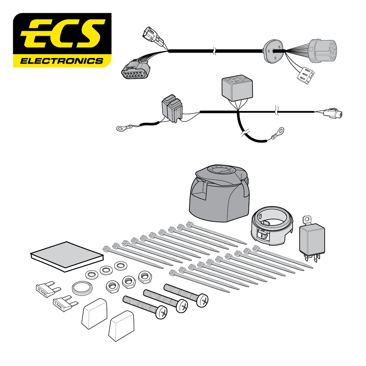 ECS 13-pin Towbar Wiring Kit – Chevrolet / Vauxhall (multi-fit) 2006+ [VA00213MU]