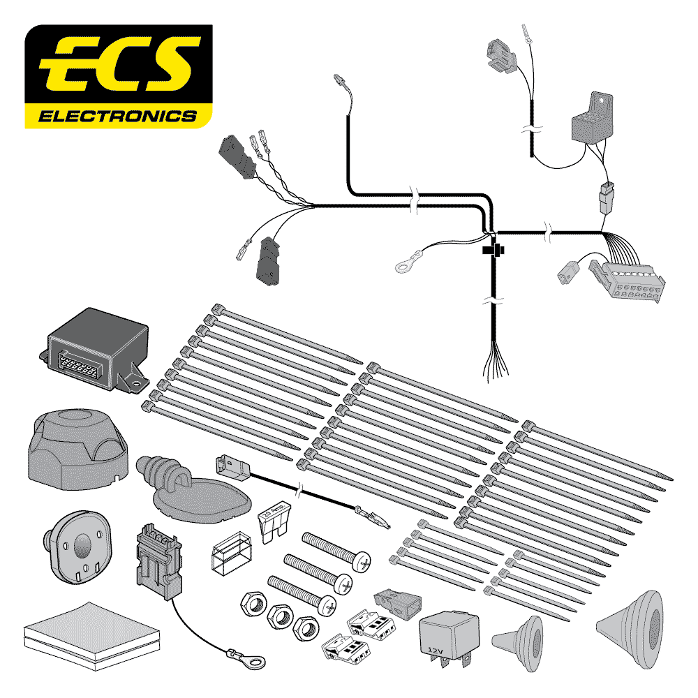 ECS 7-pin Towbar Wiring Kit – Volkswagen Transporter T5 / Transporter T6 2009–2019 [VW126B2U]