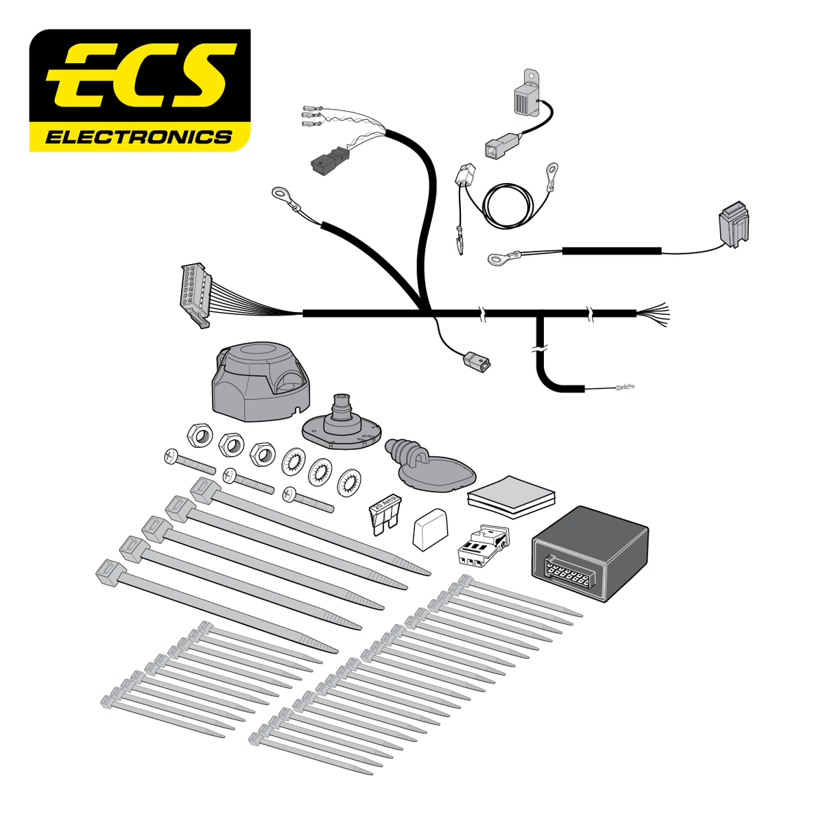 ECS 7-pin Towbar Wiring Kit – Volkswagen Transporter T6.1 2023+ [VW28907U]